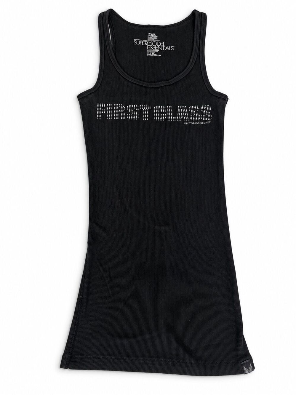 Y2K Victoria’s Secret Supermodel Essentials Rhinestone Black Tank XS